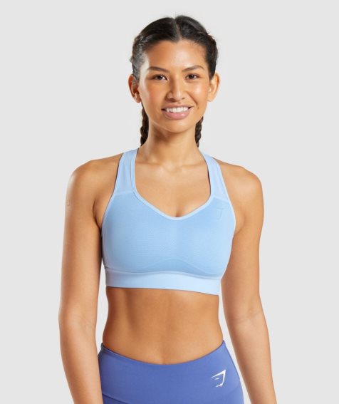 Women's Gymshark Lightweight High Support Sports Bra Light Blue | NZ 8KZBNL